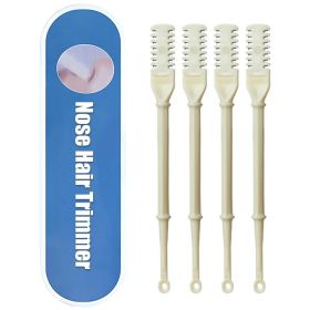4Pcs Nasal Hair Cutter Nose Hair Trimmer 2-in-1 Manual Nostril Hair Removal Tool Double Sided Blade Hair Removal Accessory (Color: Beige)