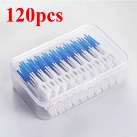 40/120pcsInterdental brush Soft silicone adaptive interdental brush Space brush orthodontic braces brush dental odontología (Color: C623-blue 120Pcs)