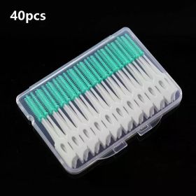 40/120pcsInterdental brush Soft silicone adaptive interdental brush Space brush orthodontic braces brush dental odontología (Color: C623-green 40Pcs)